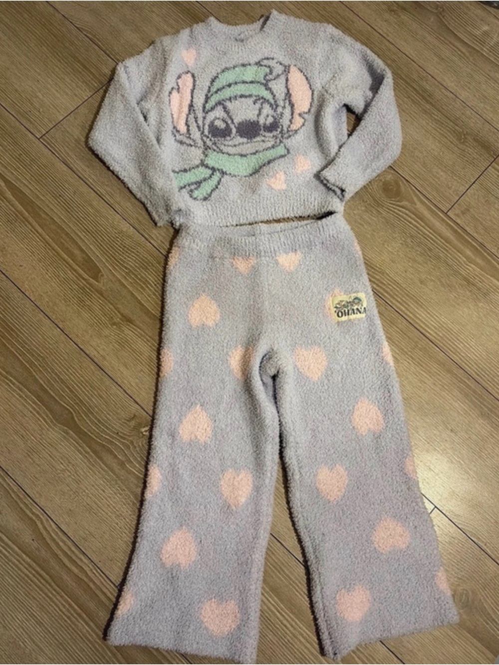 Disney Stitch Fleece fleece Set purple pink Heart Kids Lounge Set Cozy Plush